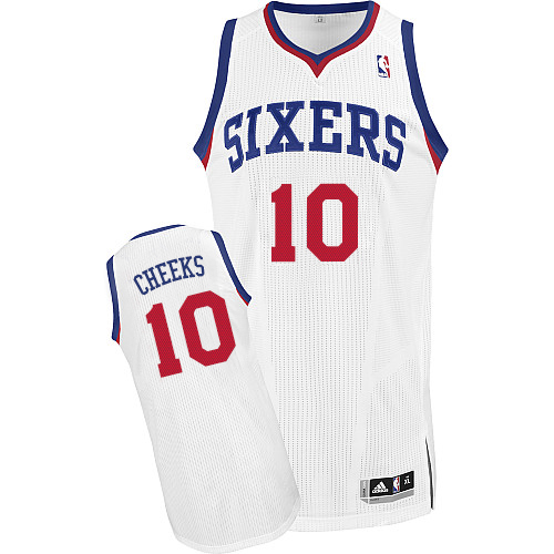 Maurice Cheeks Authentic In White Adidas NBA Philadelphia 76ers #10 Men's Home Jersey - Click Image to Close