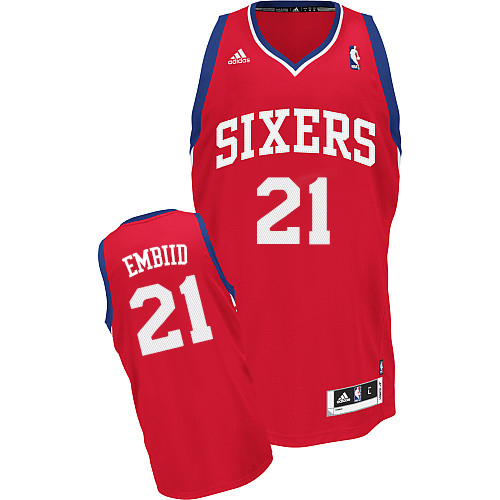 Joel Embiid Swingman In Red Adidas NBA Philadelphia 76ers #21 Men's Road Jersey