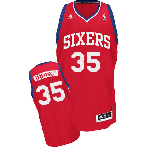 Clarence Weatherspoon Swingman In Red Adidas NBA Philadelphia 76ers #35 Men's Road Jersey - Click Image to Close