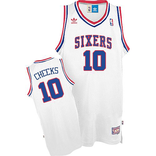Maurice Cheeks Authentic In White Adidas NBA Philadelphia 76ers #10 Men's Throwback Jersey - Click Image to Close