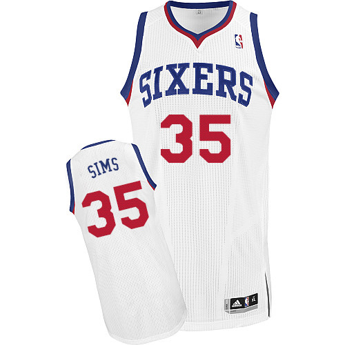 Henry Sims Authentic In White Adidas NBA Philadelphia 76ers #35 Men's Home Jersey - Click Image to Close