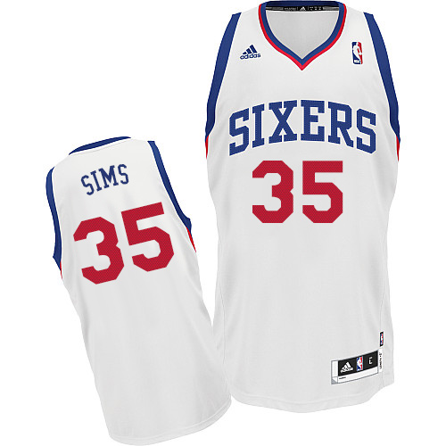 Henry Sims Swingman In White Adidas NBA Philadelphia 76ers #35 Men's Home Jersey - Click Image to Close