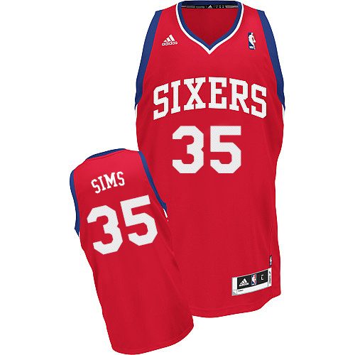 Henry Sims Swingman In Red Adidas NBA Philadelphia 76ers #35 Men's Road Jersey - Click Image to Close