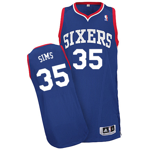 Henry Sims Authentic In Royal Blue Adidas NBA Philadelphia 76ers #35 Men's Alternate Jersey