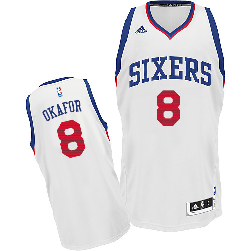 Jahlil Okafor Swingman In White Adidas NBA Philadelphia 76ers #8 Men's Home Jersey