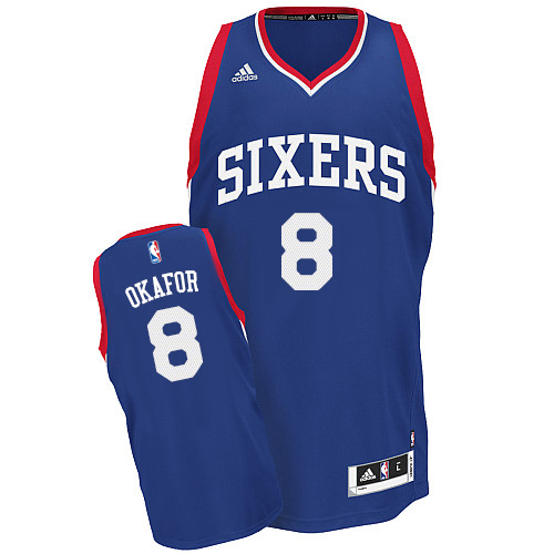 Jahlil Okafor Swingman In Royal Blue Adidas NBA Philadelphia 76ers #8 Men's Alternate Jersey