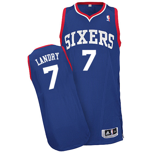 Carl Landry Authentic In Royal Blue Adidas NBA Philadelphia 76ers #7 Men's Alternate Jersey