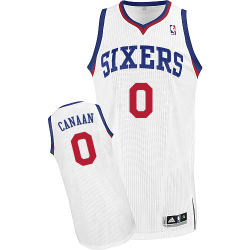 Isaiah Canaan Authentic In White Adidas NBA Philadelphia 76ers #0 Men's Home Jersey - Click Image to Close