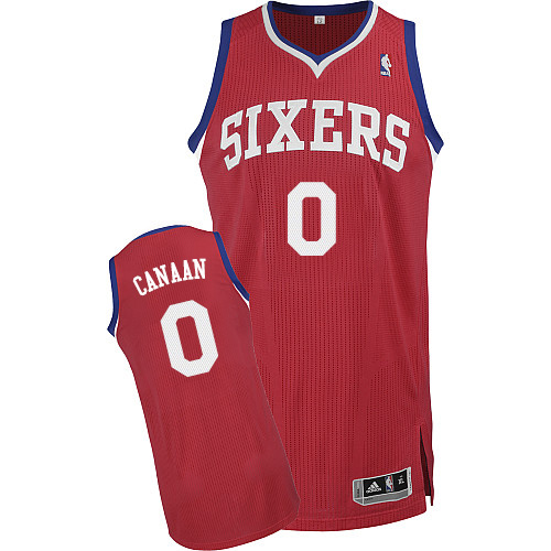 Isaiah Canaan Authentic In Red Adidas NBA Philadelphia 76ers #0 Men's Road Jersey - Click Image to Close