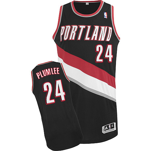 Mason Plumlee Authentic In Black Adidas NBA Portland Trail Blazers #24 Men's Road Jersey
