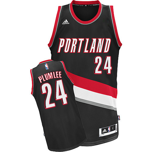 Mason Plumlee Swingman In Black Adidas NBA Portland Trail Blazers #24 Men's Road Jersey
