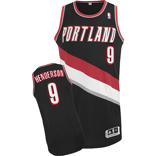 Gerald Henderson Authentic In Black Adidas NBA Portland Trail Blazers #9 Men's Road Jersey