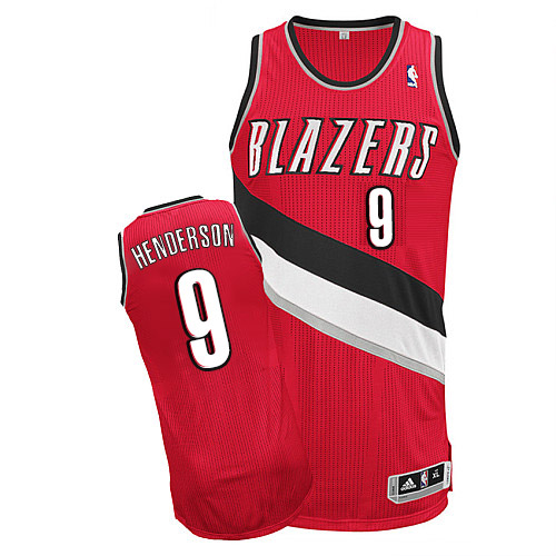 Gerald Henderson Authentic In Red Adidas NBA Portland Trail Blazers #9 Men's Alternate Jersey - Click Image to Close