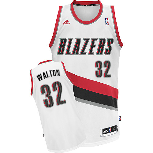 Bill Walton Swingman In White Adidas NBA Portland Trail Blazers #32 Men's Home Jersey - Click Image to Close