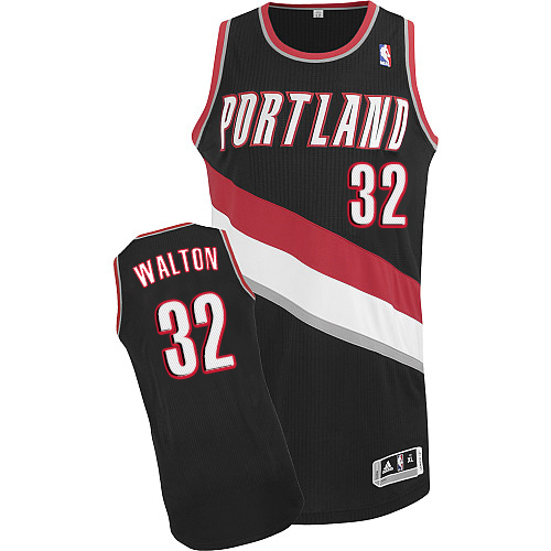 Bill Walton Authentic In Black Adidas NBA Portland Trail Blazers #32 Men's Road Jersey
