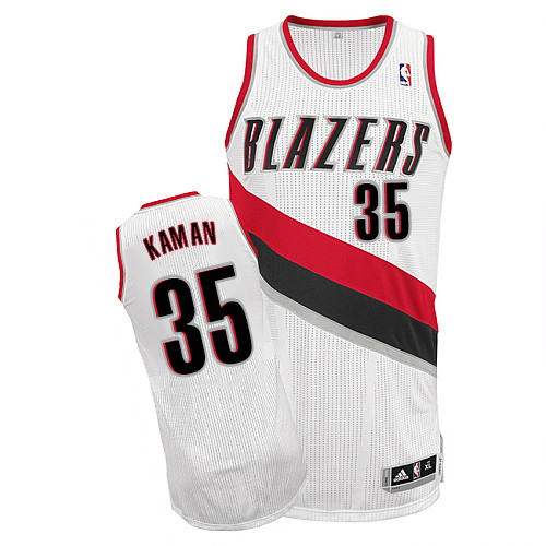 Chris Kaman Authentic In White Adidas NBA Portland Trail Blazers #35 Men's Home Jersey - Click Image to Close