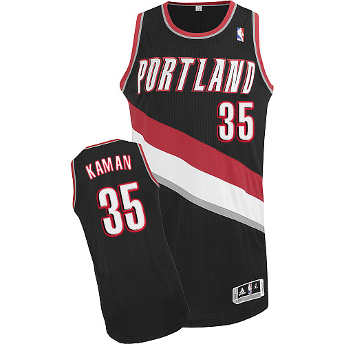 Chris Kaman Authentic In Black Adidas NBA Portland Trail Blazers #35 Men's Road Jersey