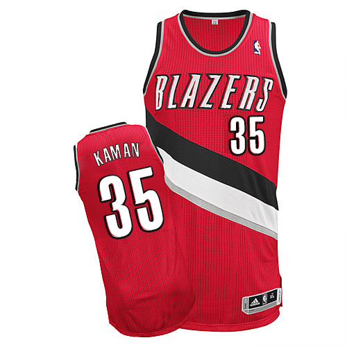 Chris Kaman Authentic In Red Adidas NBA Portland Trail Blazers #35 Men's Alternate Jersey - Click Image to Close
