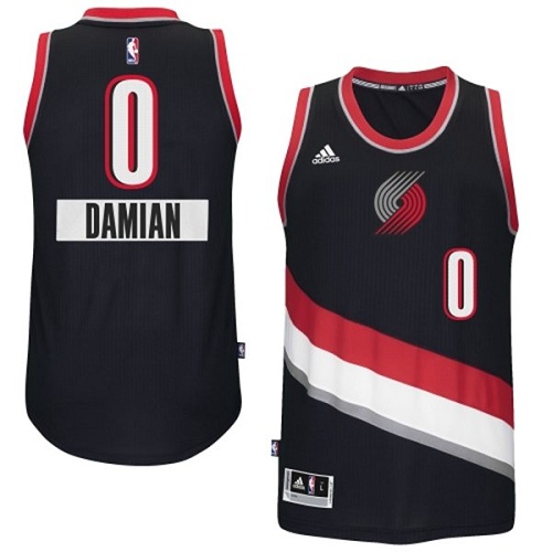 Damian Lillard Authentic In Black Adidas NBA Portland Trail Blazers 2014-15 Christmas Day #0 Men's Jersey