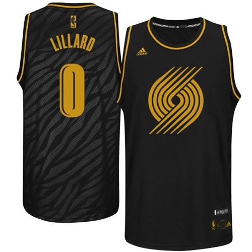 Damian Lillard Authentic In Black Adidas NBA Portland Trail Blazers Precious Metals Fashion #0 Men's Jersey