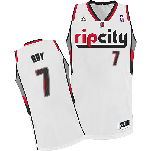 Brandon Roy Authentic In White Adidas NBA Portland Trail Blazers #7 Men's Throwback Jersey - Click Image to Close
