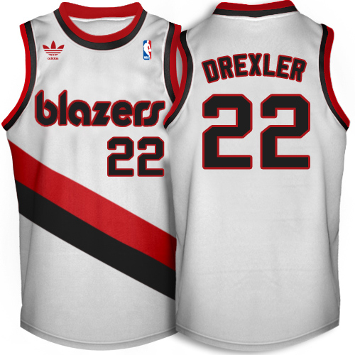 Clyde Drexler Swingman In White Adidas NBA Portland Trail Blazers Soul #22 Men's Throwback Jersey