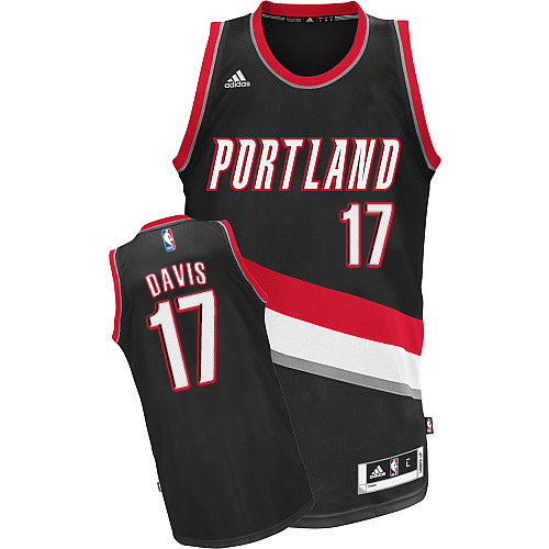 Ed Davis Swingman In Black Adidas NBA Portland Trail Blazers #17 Men's Road Jersey - Click Image to Close