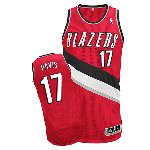 Ed Davis Authentic In Red Adidas NBA Portland Trail Blazers #17 Men's Alternate Jersey - Click Image to Close
