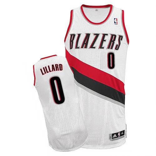 Damian Lillard Authentic In White Adidas NBA Portland Trail Blazers #0 Women's Home Jersey