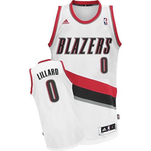 Damian Lillard Swingman In White Adidas NBA Portland Trail Blazers #0 Women's Home Jersey