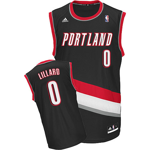 Damian Lillard Swingman In Black Adidas NBA Portland Trail Blazers #0 Women's Road Jersey - Click Image to Close
