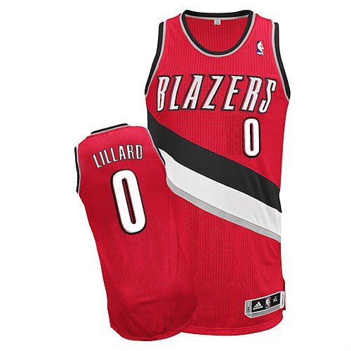 Damian Lillard Authentic In Red Adidas NBA Portland Trail Blazers #0 Women's Alternate Jersey - Click Image to Close