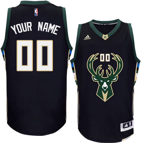Customized Authentic In Black Adidas NBA Milwaukee Bucks Youth Alternate Jersey