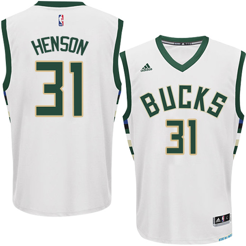 John Henson Authentic In White Adidas NBA Milwaukee Bucks #31 Men's Home Jersey - Click Image to Close