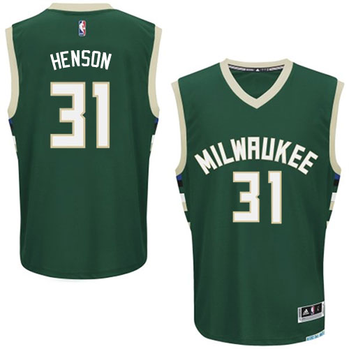 John Henson Authentic In Green Adidas NBA Milwaukee Bucks #31 Men's Road Jersey - Click Image to Close