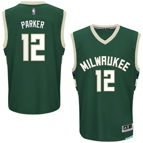 Jabari Parker Authentic In Green Adidas NBA Milwaukee Bucks #12 Men's Road Jersey