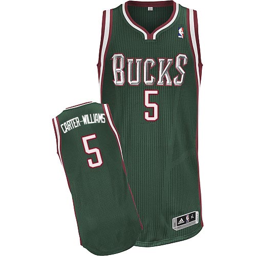 Michael Carter-Williams Authentic In Green Adidas NBA Milwaukee Bucks #5 Men's Road Jersey - Click Image to Close