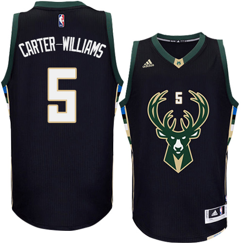 Michael Carter-Williams Authentic In Black Adidas NBA Milwaukee Bucks #5 Men's Alternate Jersey