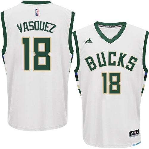 Greivis Vasquez Authentic In White Adidas NBA Milwaukee Bucks #18 Men's Home Jersey - Click Image to Close