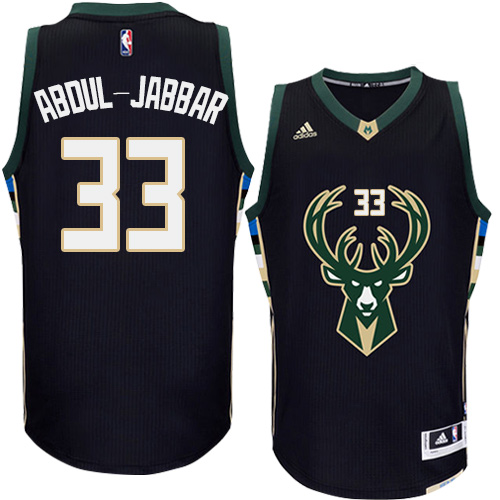 Kareem Abdul-Jabbar Authentic In Black Adidas NBA Milwaukee Bucks #33 Men's Alternate Jersey