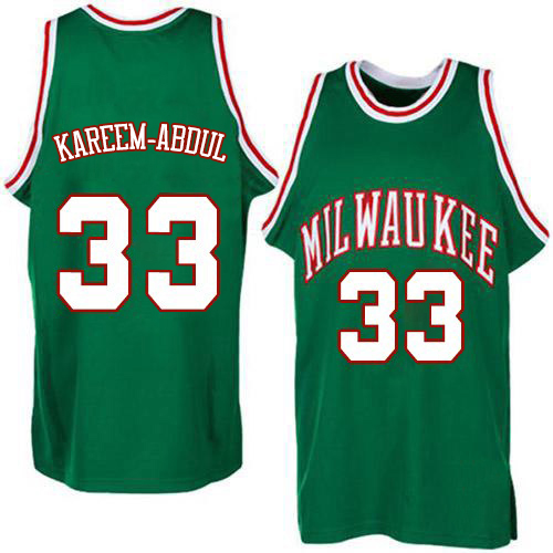 Kareem Abdul-Jabbar Authentic In Green Adidas NBA Milwaukee Bucks #33 Men's Throwback Jersey - Click Image to Close