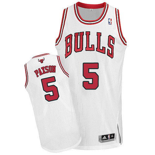 John Paxson Authentic In White Adidas NBA Chicago Bulls #5 Men's Home Jersey - Click Image to Close
