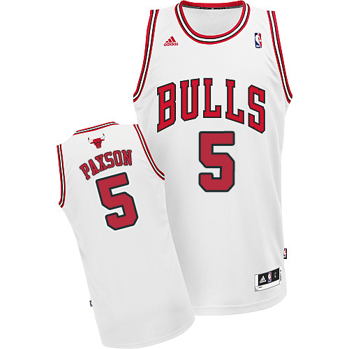 John Paxson Swingman In White Adidas NBA Chicago Bulls #5 Men's Home Jersey - Click Image to Close