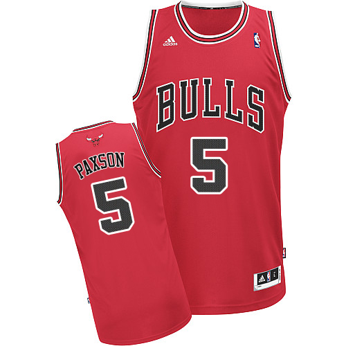 John Paxson Swingman In Red Adidas NBA Chicago Bulls #5 Men's Road Jersey - Click Image to Close