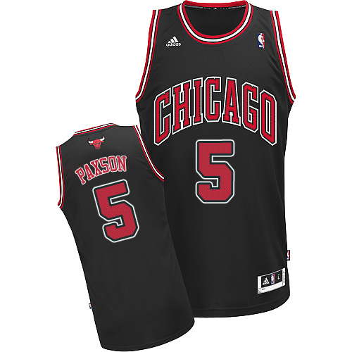 John Paxson Swingman In Black Adidas NBA Chicago Bulls #5 Men's Alternate Jersey