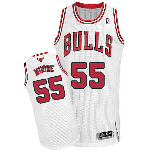 E'Twaun Moore Authentic In White Adidas NBA Chicago Bulls #55 Men's Home Jersey