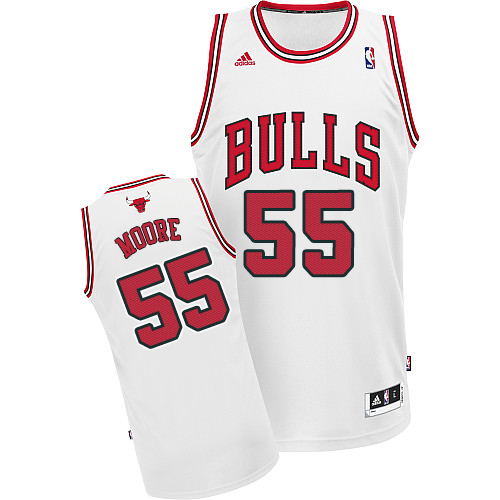 E'Twaun Moore Swingman In White Adidas NBA Chicago Bulls #55 Men's Home Jersey