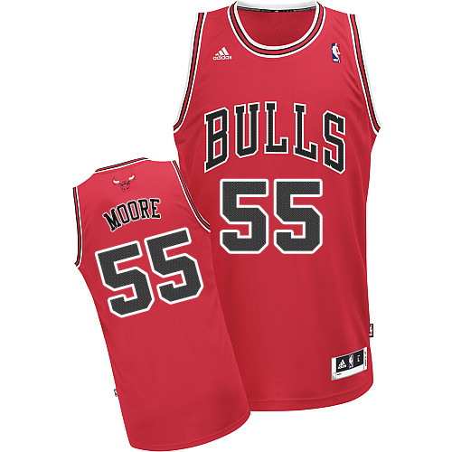 E'Twaun Moore Swingman In Red Adidas NBA Chicago Bulls #55 Men's Road Jersey