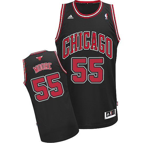 E'Twaun Moore Swingman In Black Adidas NBA Chicago Bulls #55 Men's Alternate Jersey
