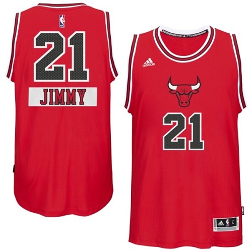 Jimmy Butler Authentic In Red Adidas NBA Chicago Bulls 2014-15 Christmas Day #21 Men's Jersey